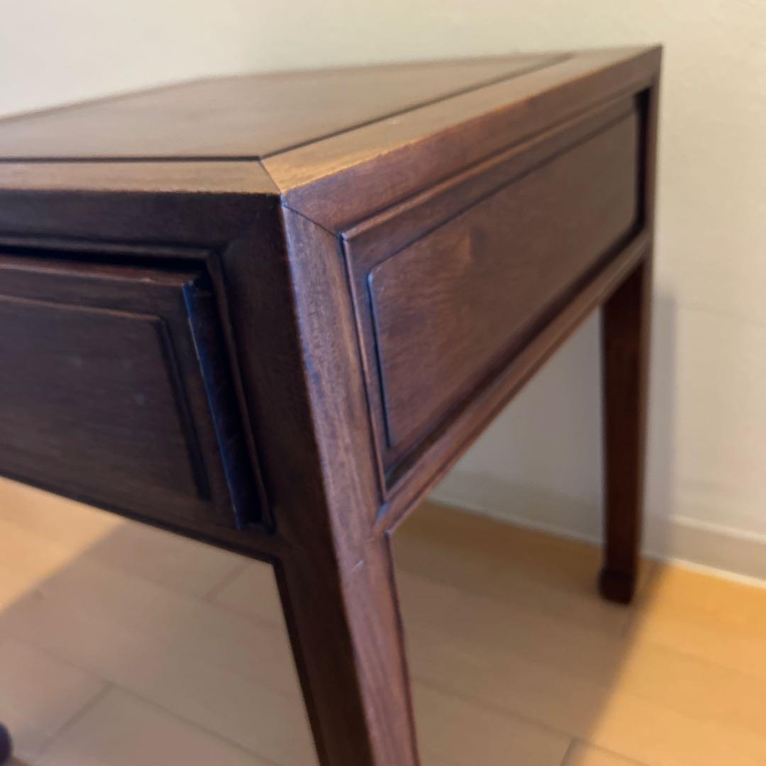 中国美術 唐木家具 サイドテーブル 花台 飾り台 アンティーク　引き出し