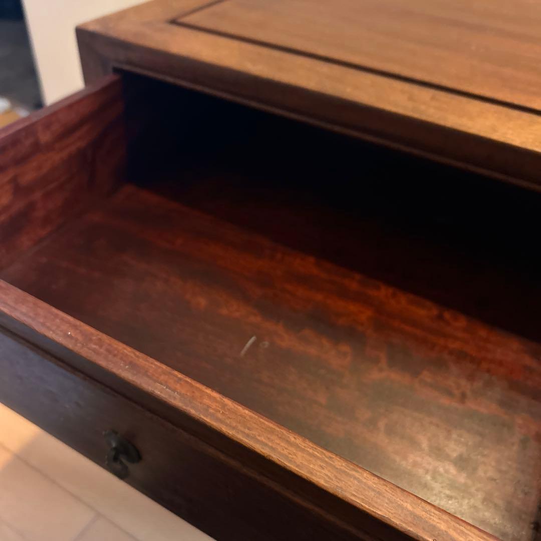 中国美術 唐木家具 サイドテーブル 花台 飾り台 アンティーク　引き出し