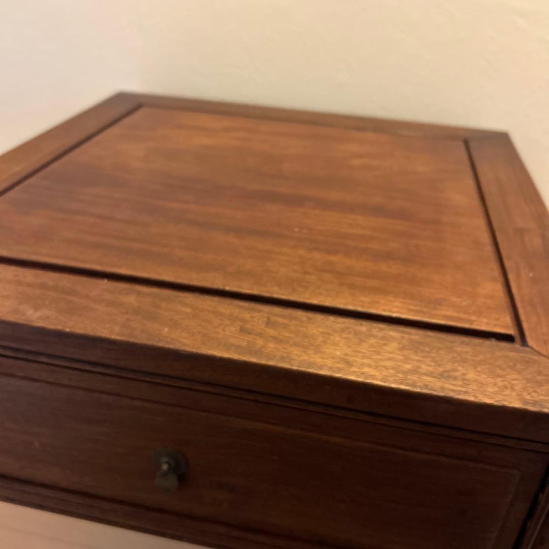 中国美術 唐木家具 サイドテーブル 花台 飾り台 アンティーク　引き出し