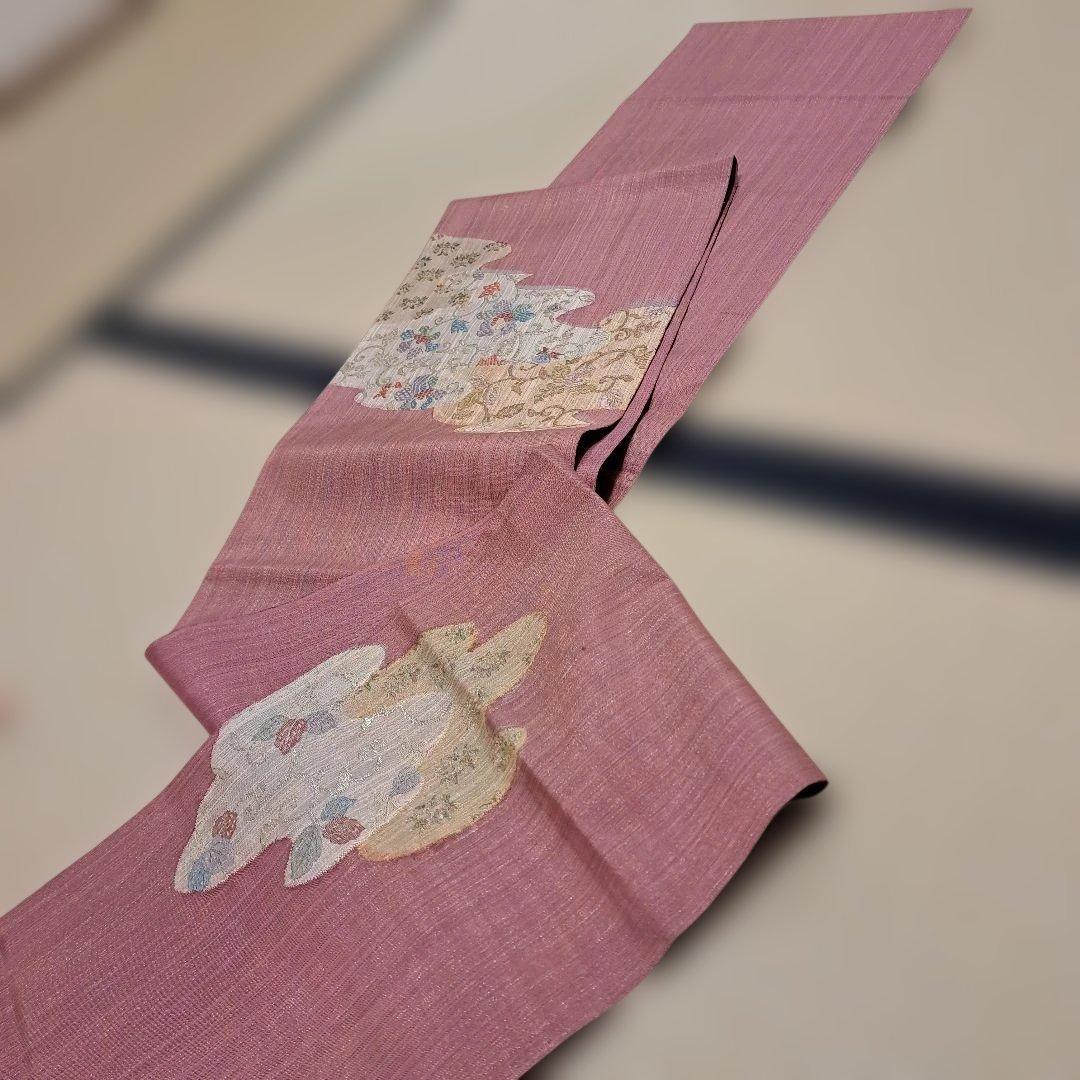 さくまる　長襦袢、正絹ちりめん半衿、化繊半衿+スリーシーズン袋帯