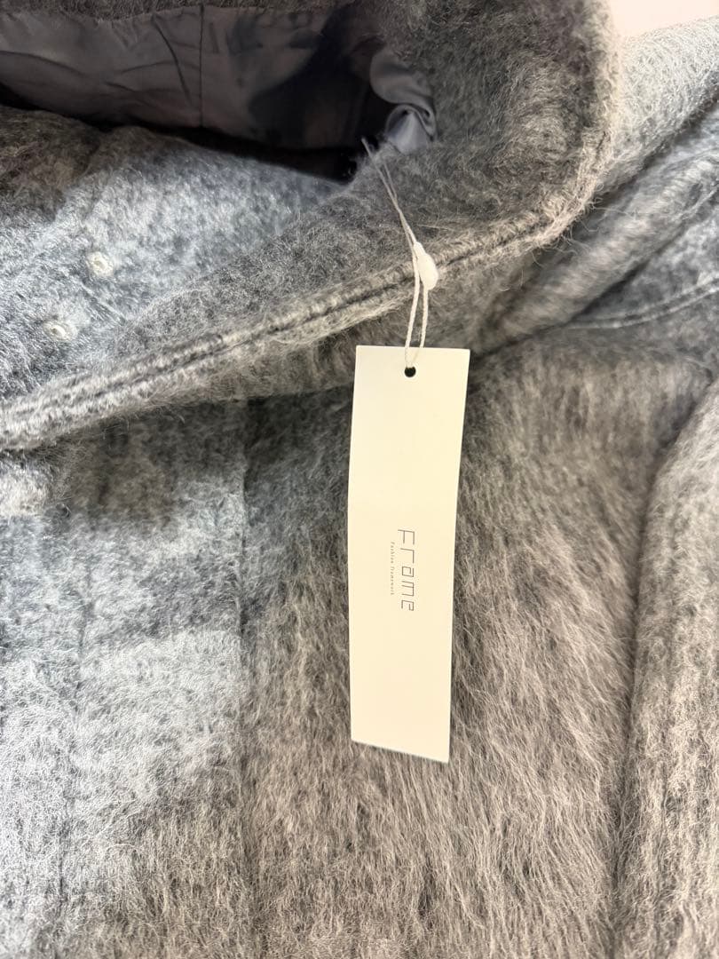 【新品タグあり】シャギースタンドカラーコートチャコール