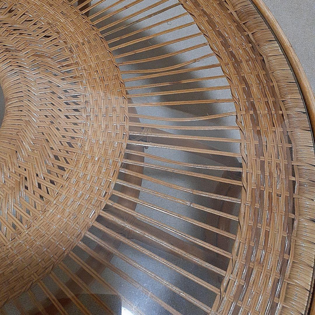 レトロ＊ラタンガラス テーブル