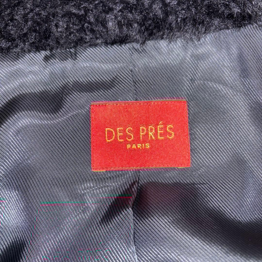 フード付き黒フリースケープコート