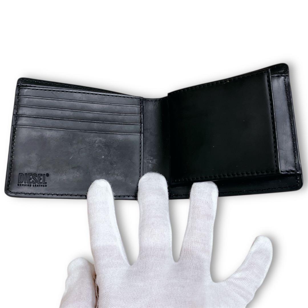 ディーゼル 二つ折り財布 オーバルD Dロゴ ブラック レザー