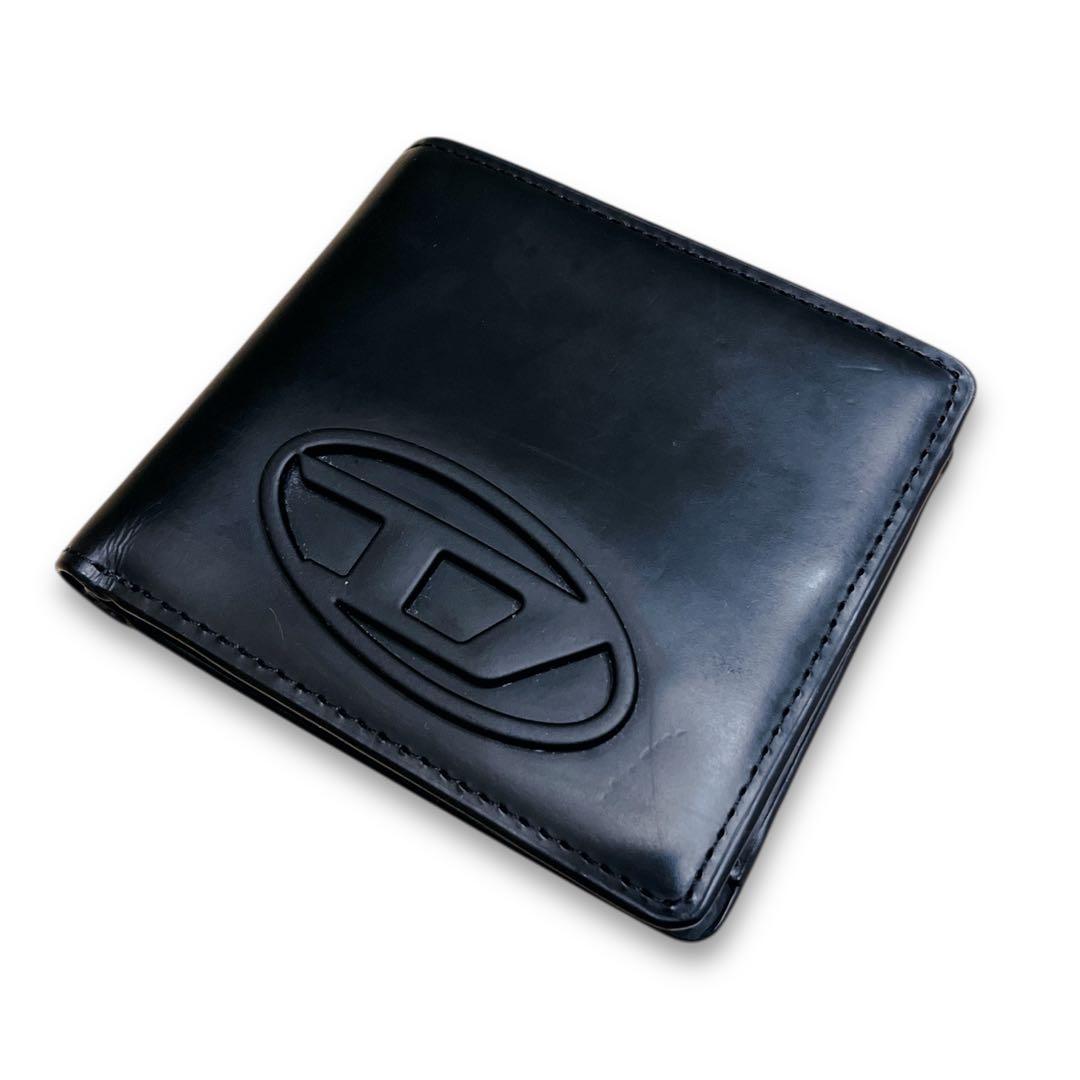ディーゼル 二つ折り財布 オーバルD Dロゴ ブラック レザー