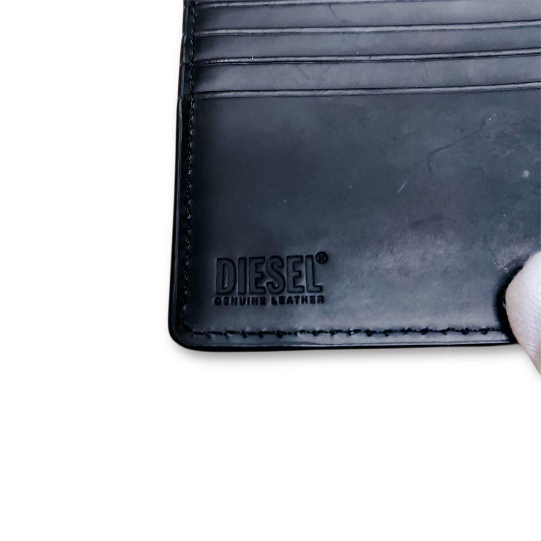 ディーゼル 二つ折り財布 オーバルD Dロゴ ブラック レザー