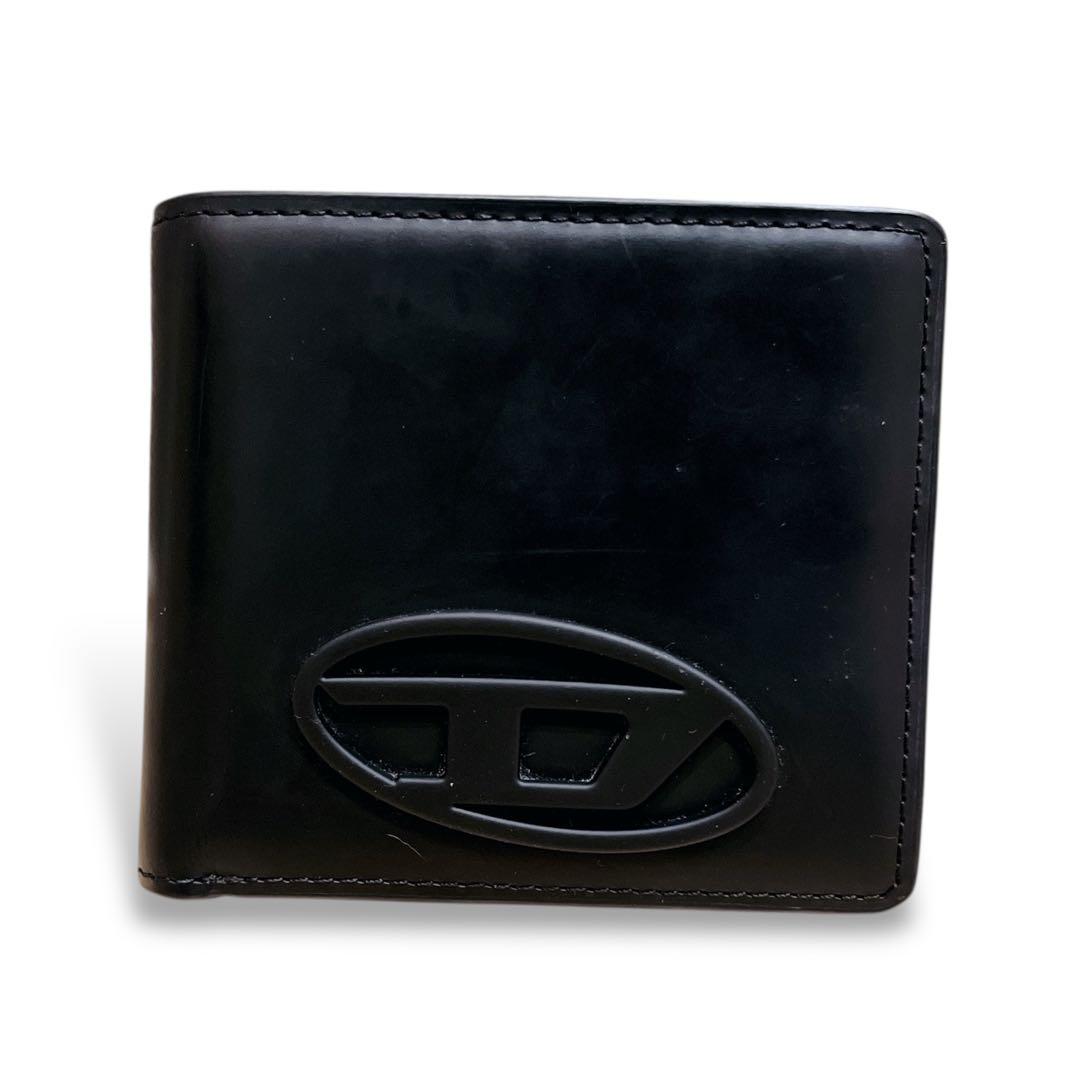 ディーゼル 二つ折り財布 オーバルD Dロゴ ブラック レザー