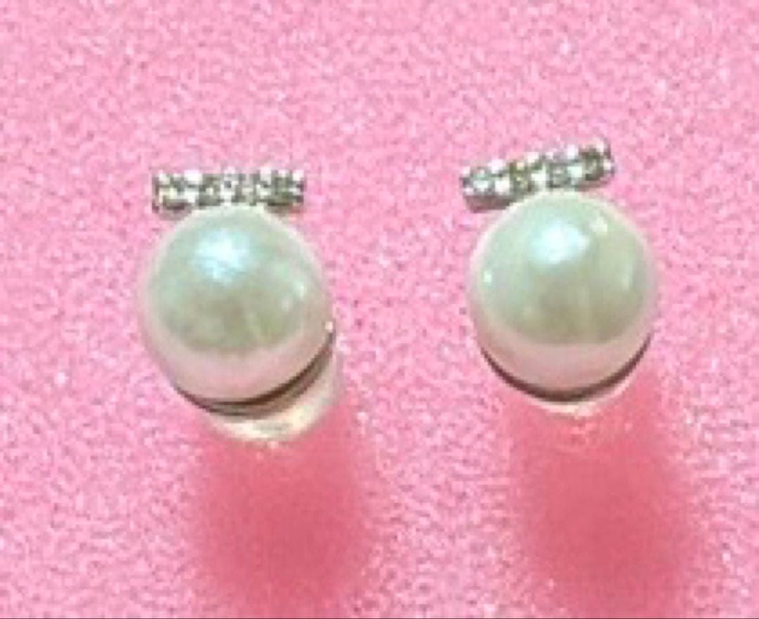K10WGホワイトゴールドパールダイヤ付きピアス　1.8g