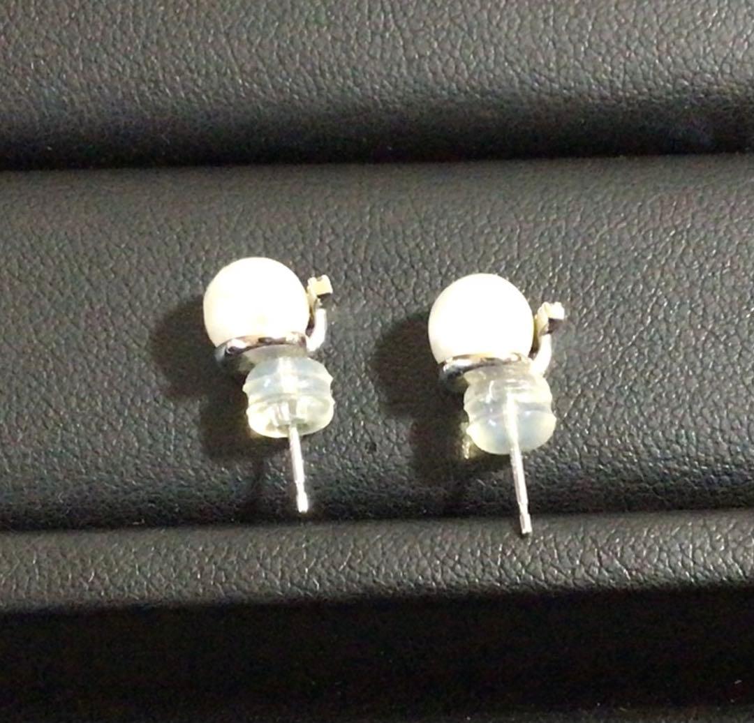 K10WGホワイトゴールドパールダイヤ付きピアス　1.8g