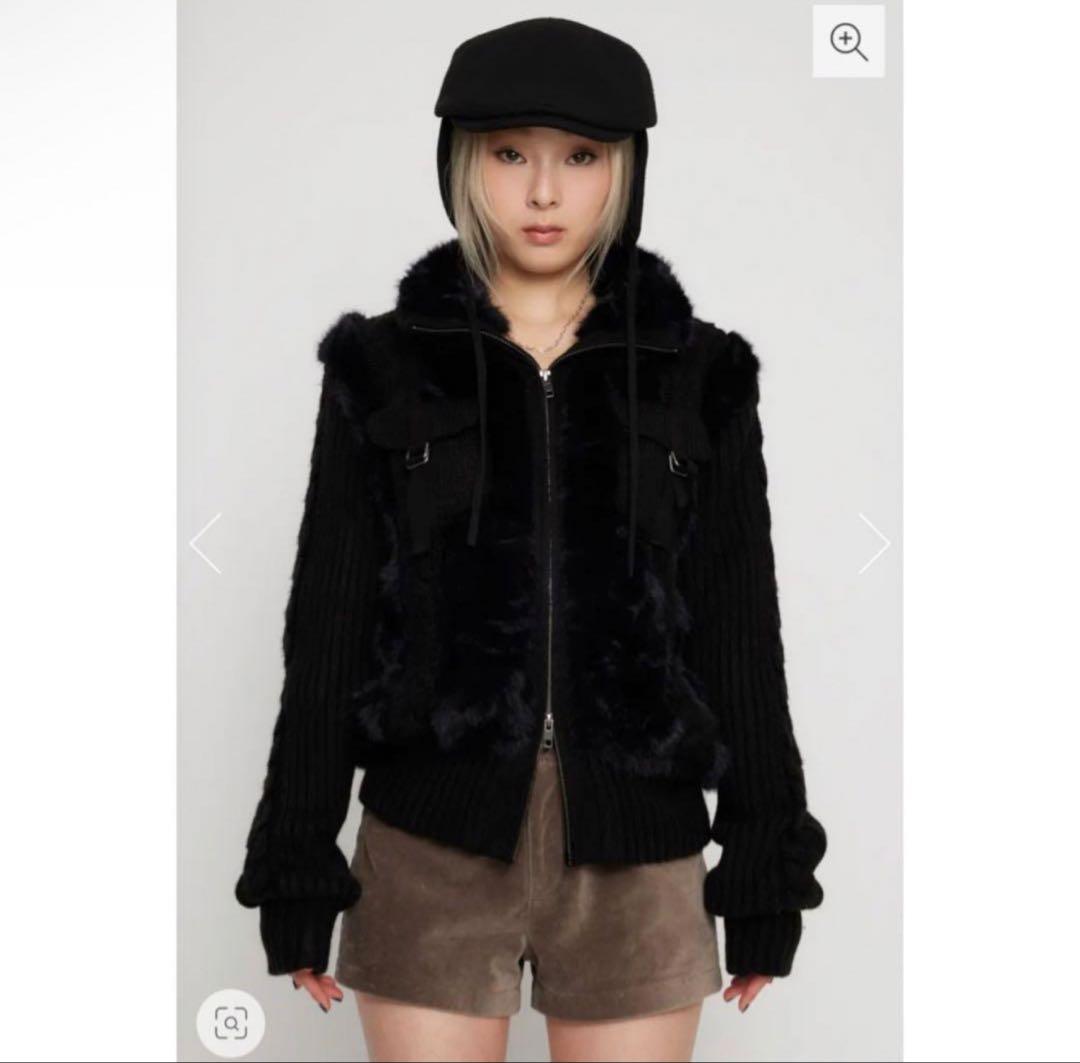 lagua gem ケーブルファーニットブルゾン　ブラック ラグアジェム