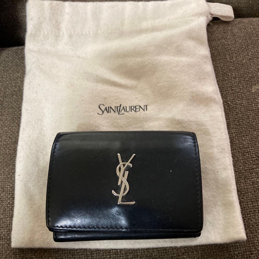 SAINT LAURENT ブラック三つ折り財布