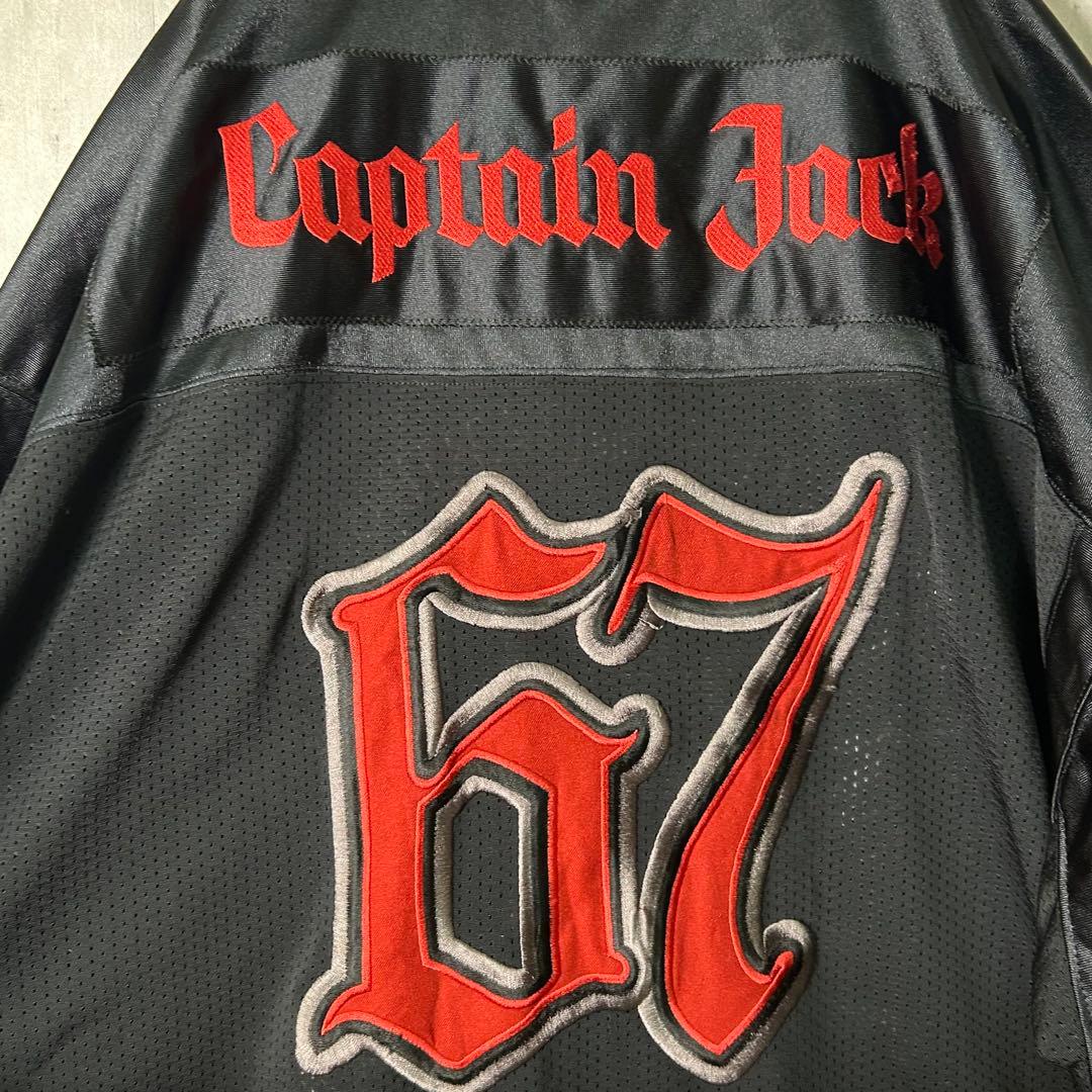 入手困難 パイレーツオブカリビアン 刺繍 ゲームシャツ メッシュ 黒 リンガー