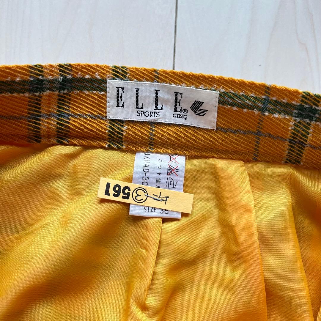 ELLE エル レトロ ヴィンテージ 金ボタン チェック スカートスーツ