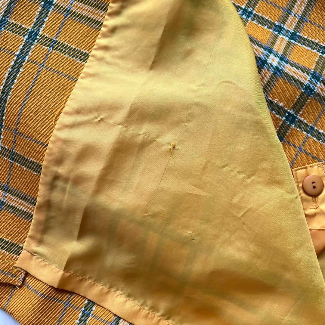 ELLE エル レトロ ヴィンテージ 金ボタン チェック スカートスーツ