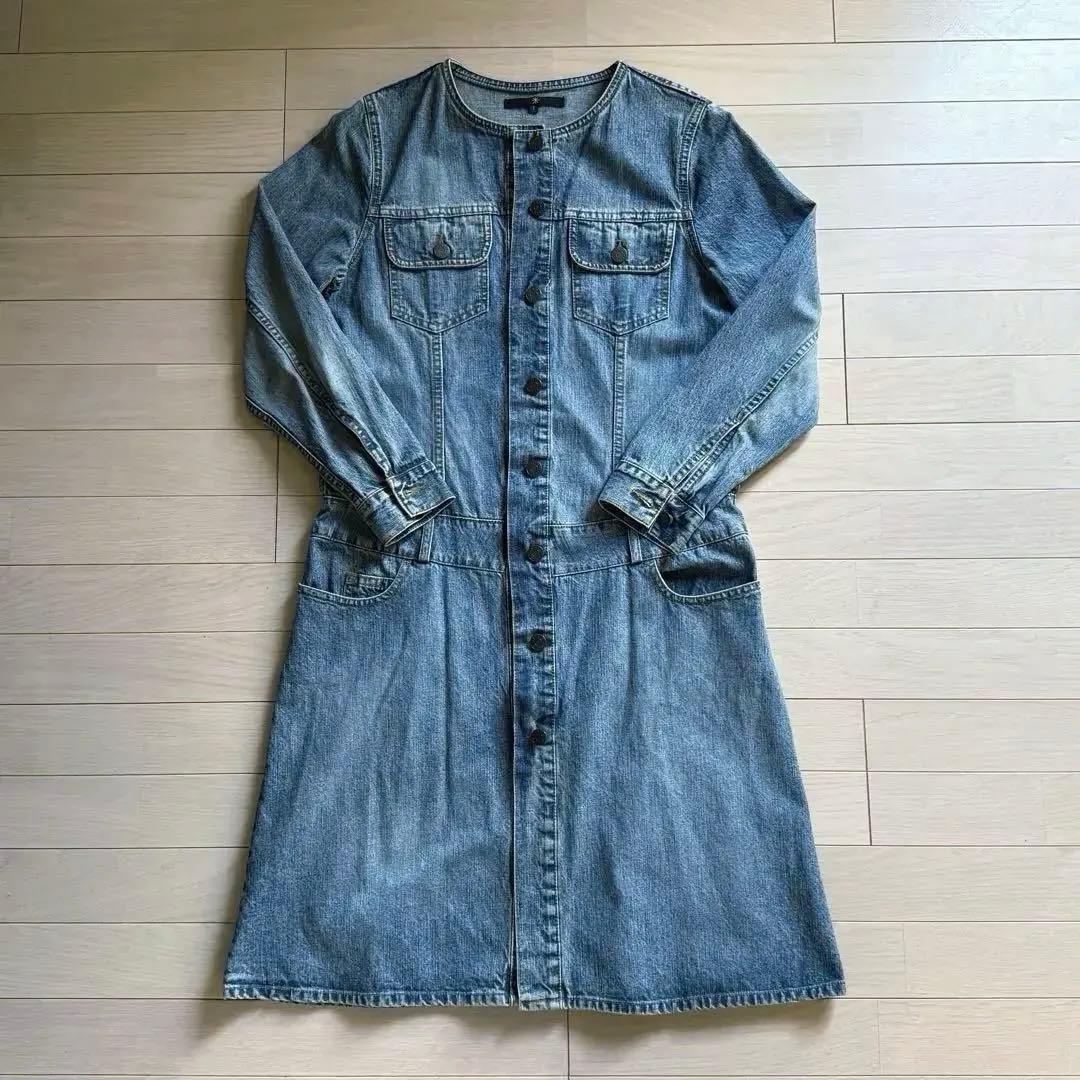 【美品】ISABEL MARANT デニムワンピース ノーカラー バンドカラー