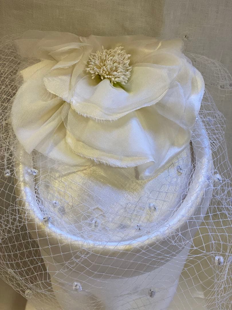 【新品未使用】冠婚葬祭　千代田帽子　カクテル帽　日本製　シルクサテン