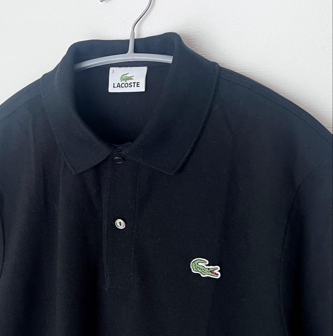 美品！LACOSTE 長袖ポロシャツ ブラック黒3/メンズ