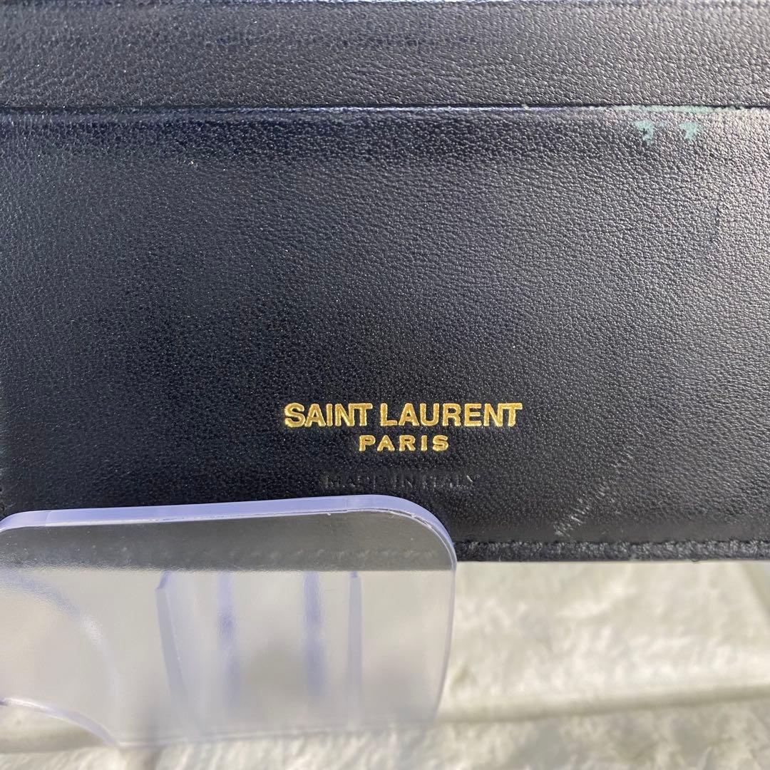 サンローラン　マネークリップ　クロコ型押し　YSL 黒　カサンドラ