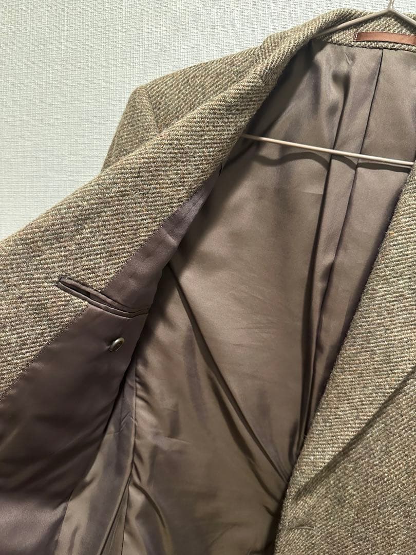 バーバリー　ブラウンツイードテーラードジャケット 3つボタン エルボーパッチ付き