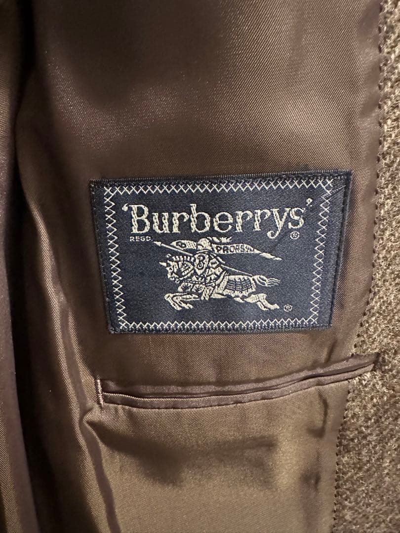 バーバリー　ブラウンツイードテーラードジャケット 3つボタン エルボーパッチ付き