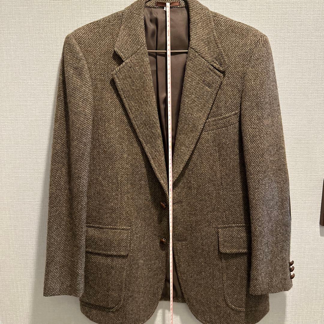 バーバリー　ブラウンツイードテーラードジャケット 3つボタン エルボーパッチ付き
