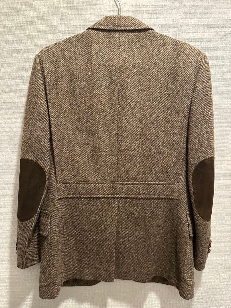 バーバリー　ブラウンツイードテーラードジャケット 3つボタン エルボーパッチ付き