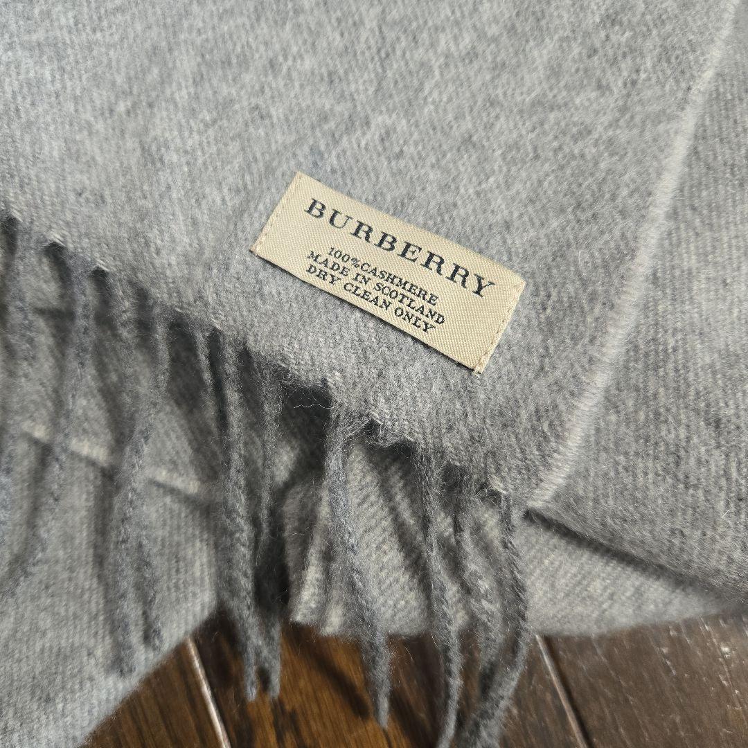 BURBERRY カシミヤ マフラー グレー 騎士刺繍
