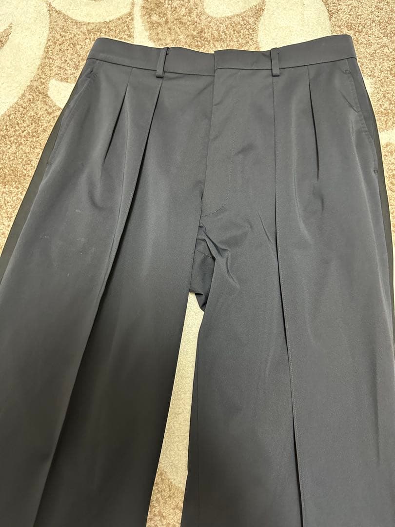 レインメイカー　ネイビースラックス プリーツ ストレートフィット　サイドライン