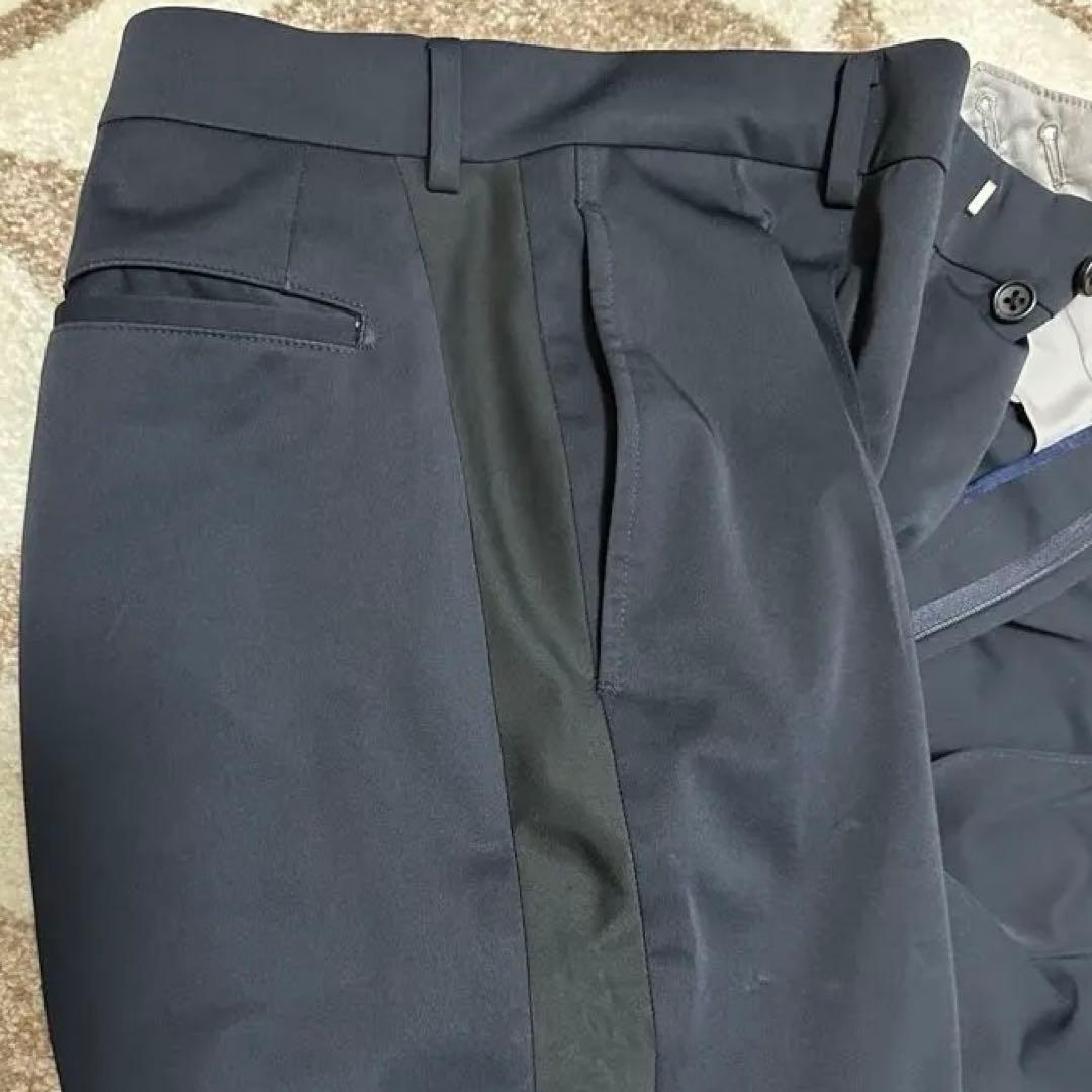 レインメイカー　ネイビースラックス プリーツ ストレートフィット　サイドライン