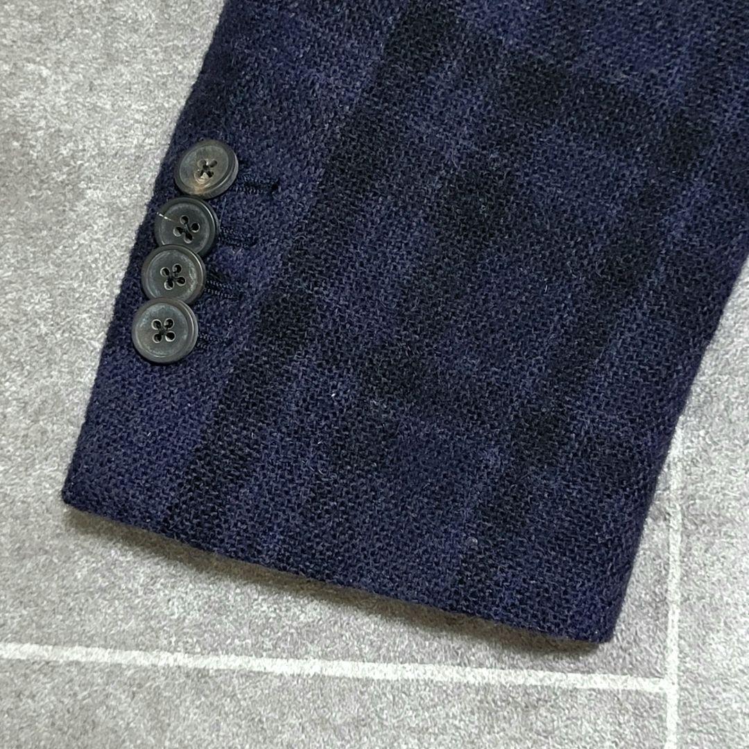 LARDINI 秋冬ツイード系 ネイビーチェック テーラードジャケット
