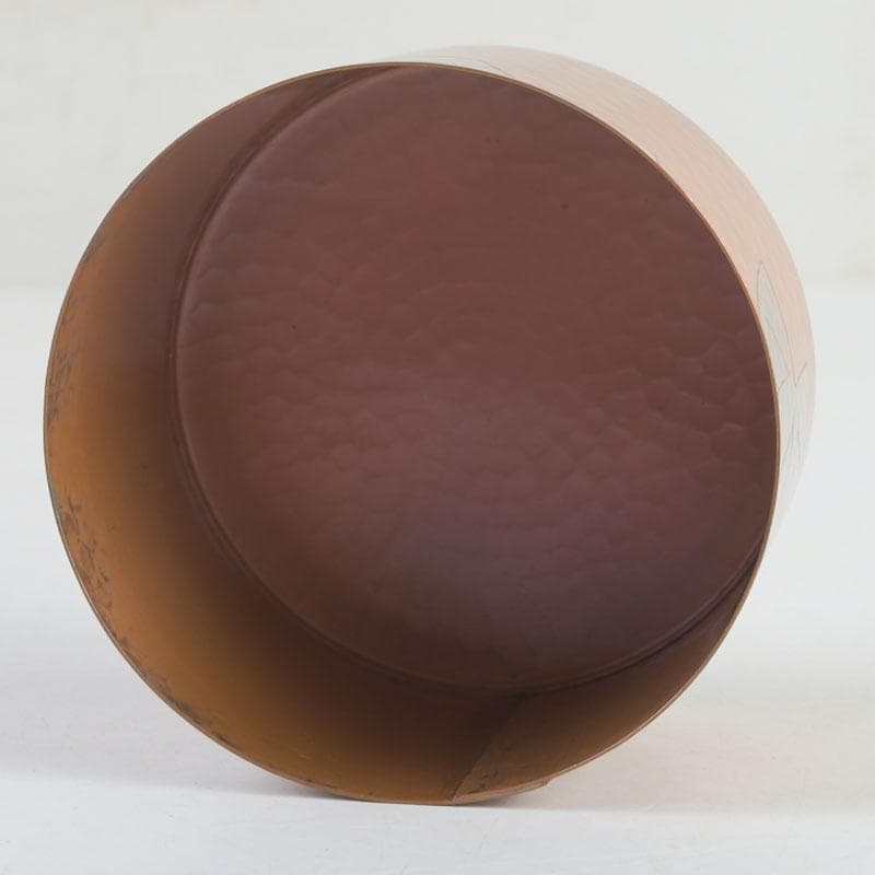 煎茶道具　鎚起銅器　玉川堂造　鋲打　葉文　茶筒　共箱　C　9428