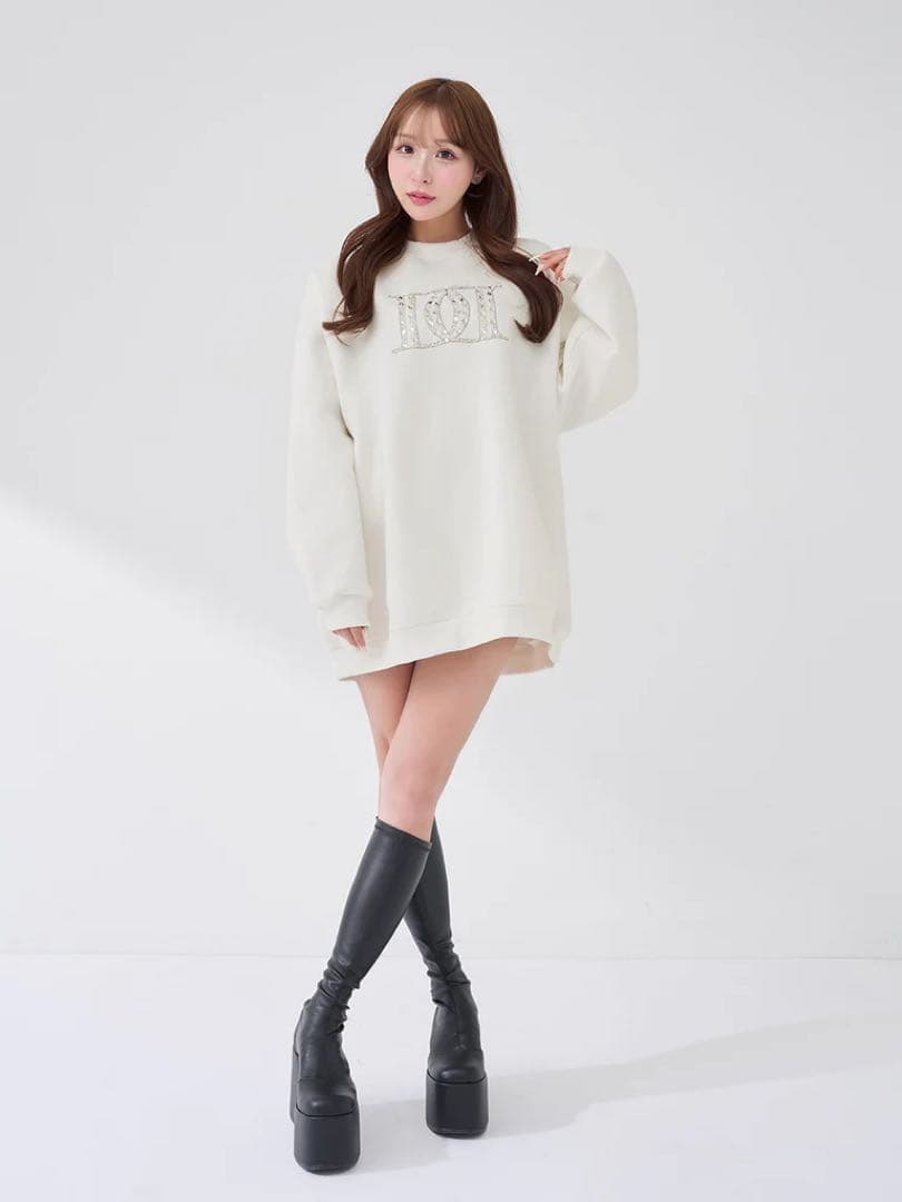 ♡ ダーリッチ Darich ♡ DDロゴビジュースウェットプルオーバー 白