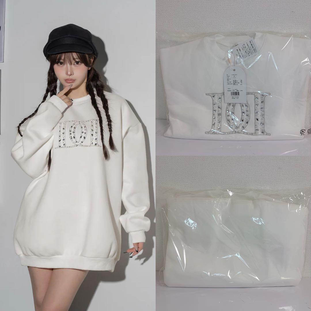 ♡ ダーリッチ Darich ♡ DDロゴビジュースウェットプルオーバー 白