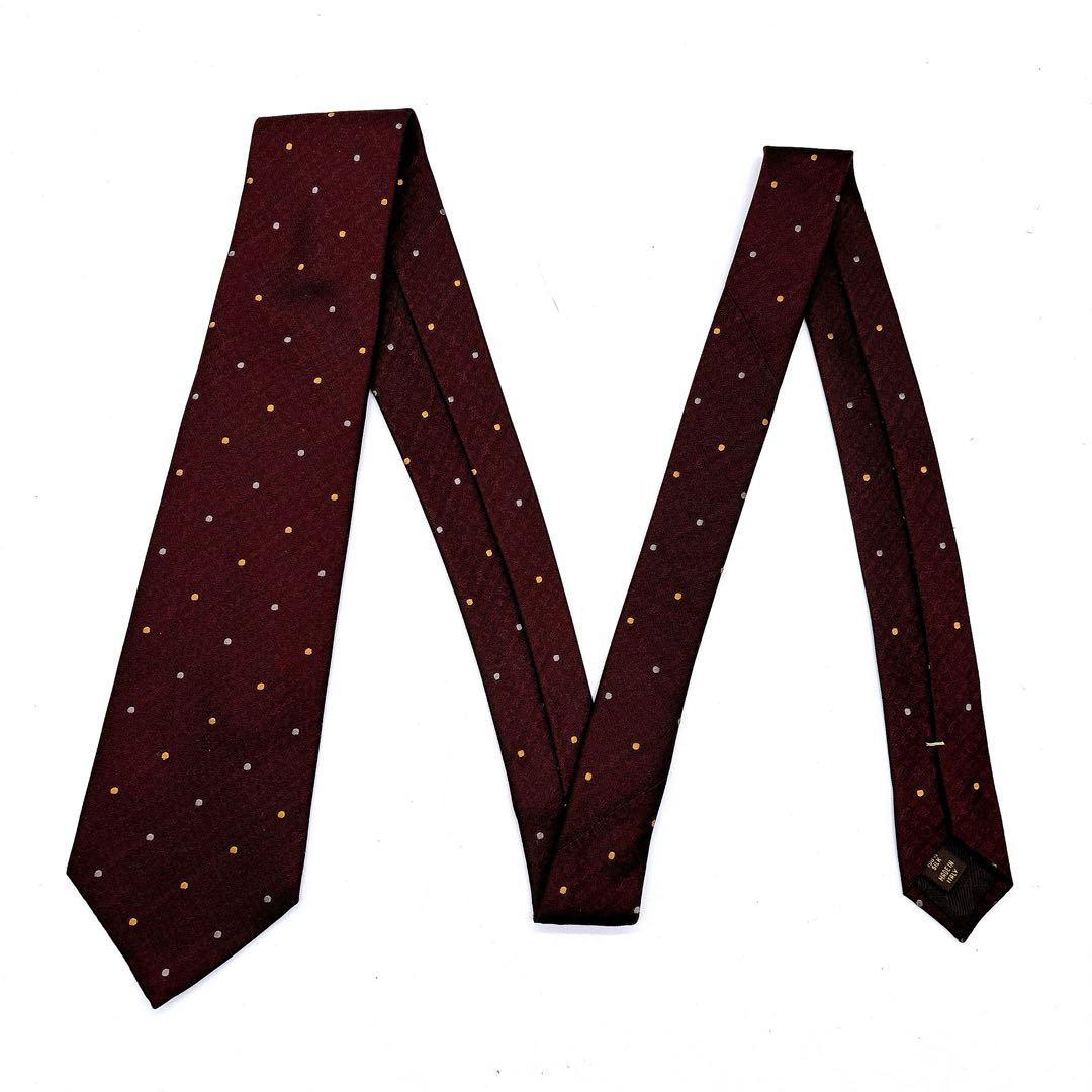 新品タグ付きLOUIS VUITTON バーガンディ ボルドードット柄 ネクタイ