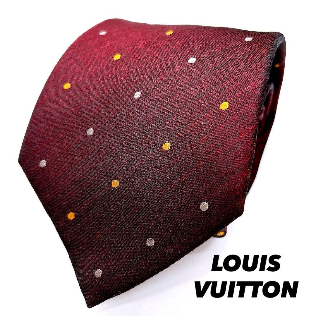 新品タグ付きLOUIS VUITTON バーガンディ ボルドードット柄 ネクタイ