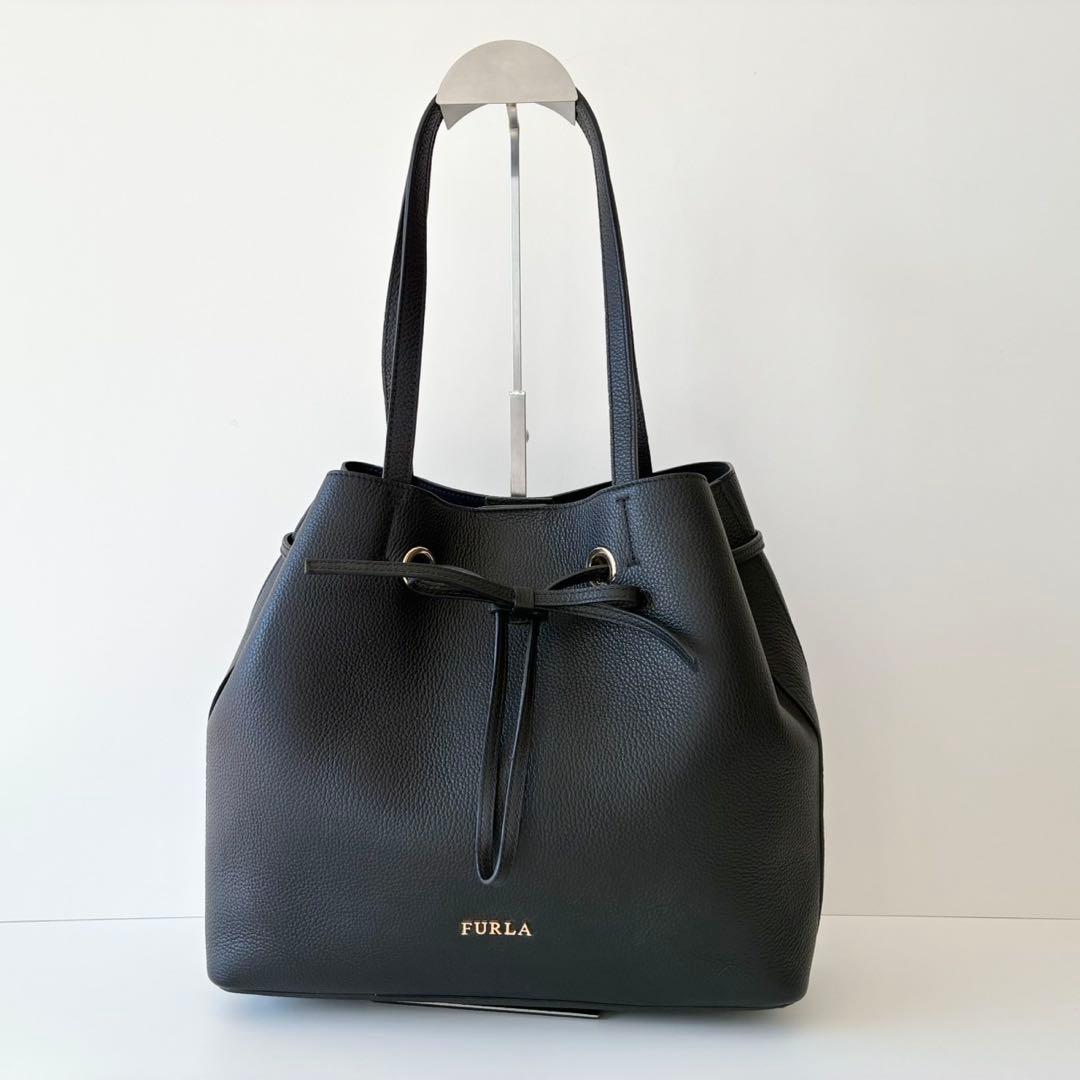【新品】FURLA トートバッグ コスタンザ 巾着 A4 黒 ビジネスバッグ