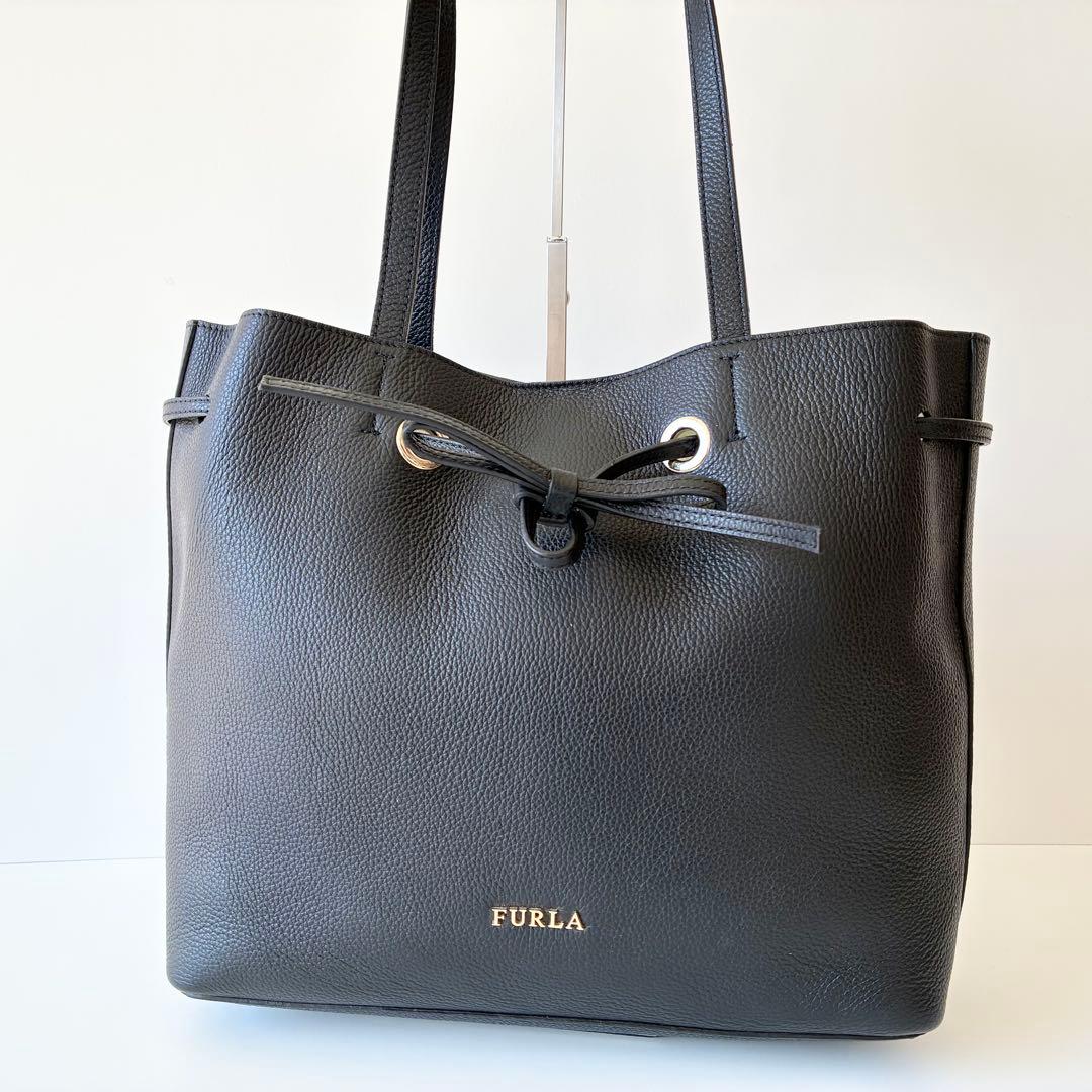 【新品】FURLA トートバッグ コスタンザ 巾着 A4 黒 ビジネスバッグ