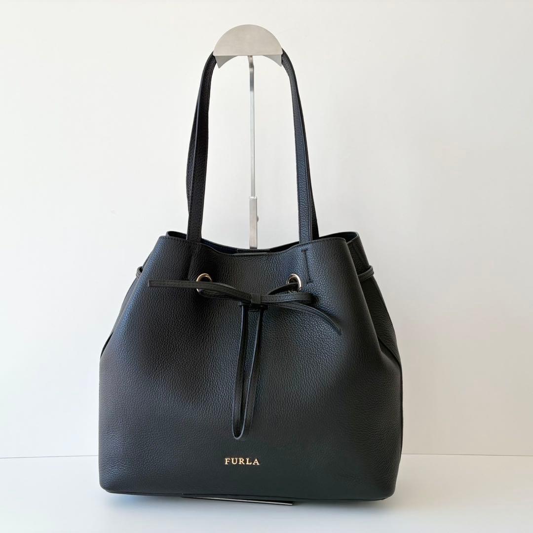【新品】FURLA トートバッグ コスタンザ 巾着 A4 黒 ビジネスバッグ