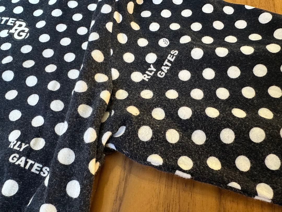 パーリーゲイツ　長袖モックネック　サイズ２　レディース　ドット　水玉　ネイビー