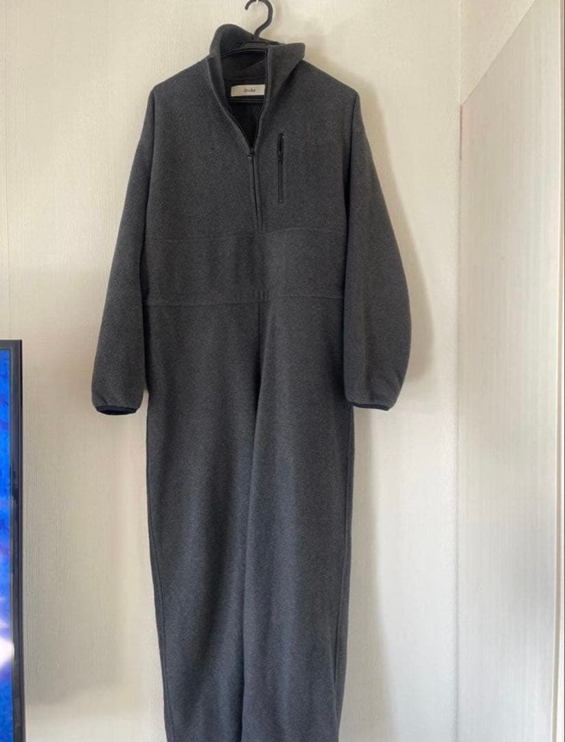 アンヌーク　フリース ハーフジップ コンビネゾン チャコール 38