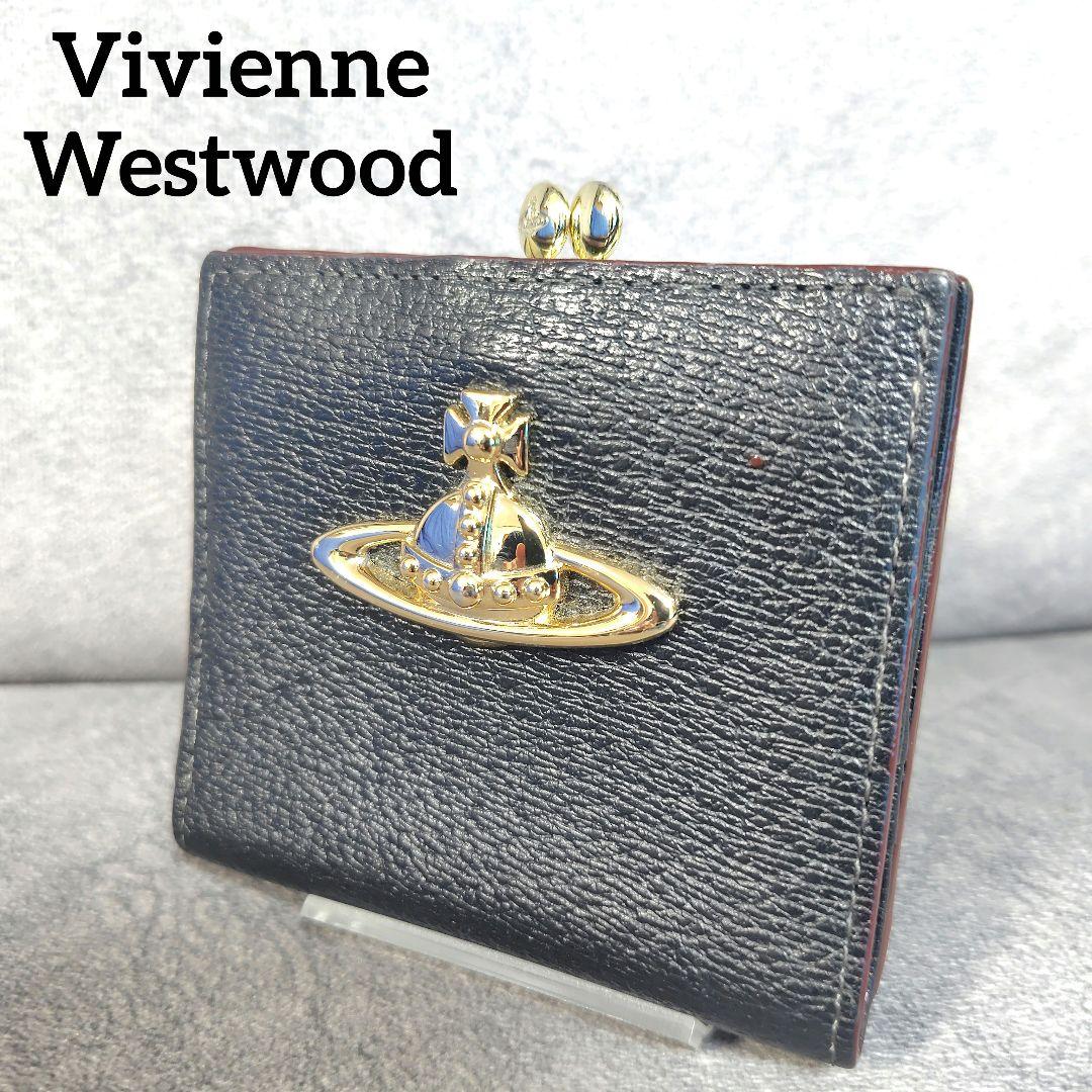 未使用級 ヴィヴィアン がま口 二つ折り財布 コンパクトウォレット オーブ 黒色