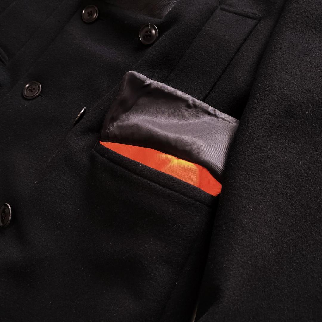 ポールスミス 12AW 深海 ムートン切替ダブルブレストチェスターコート M