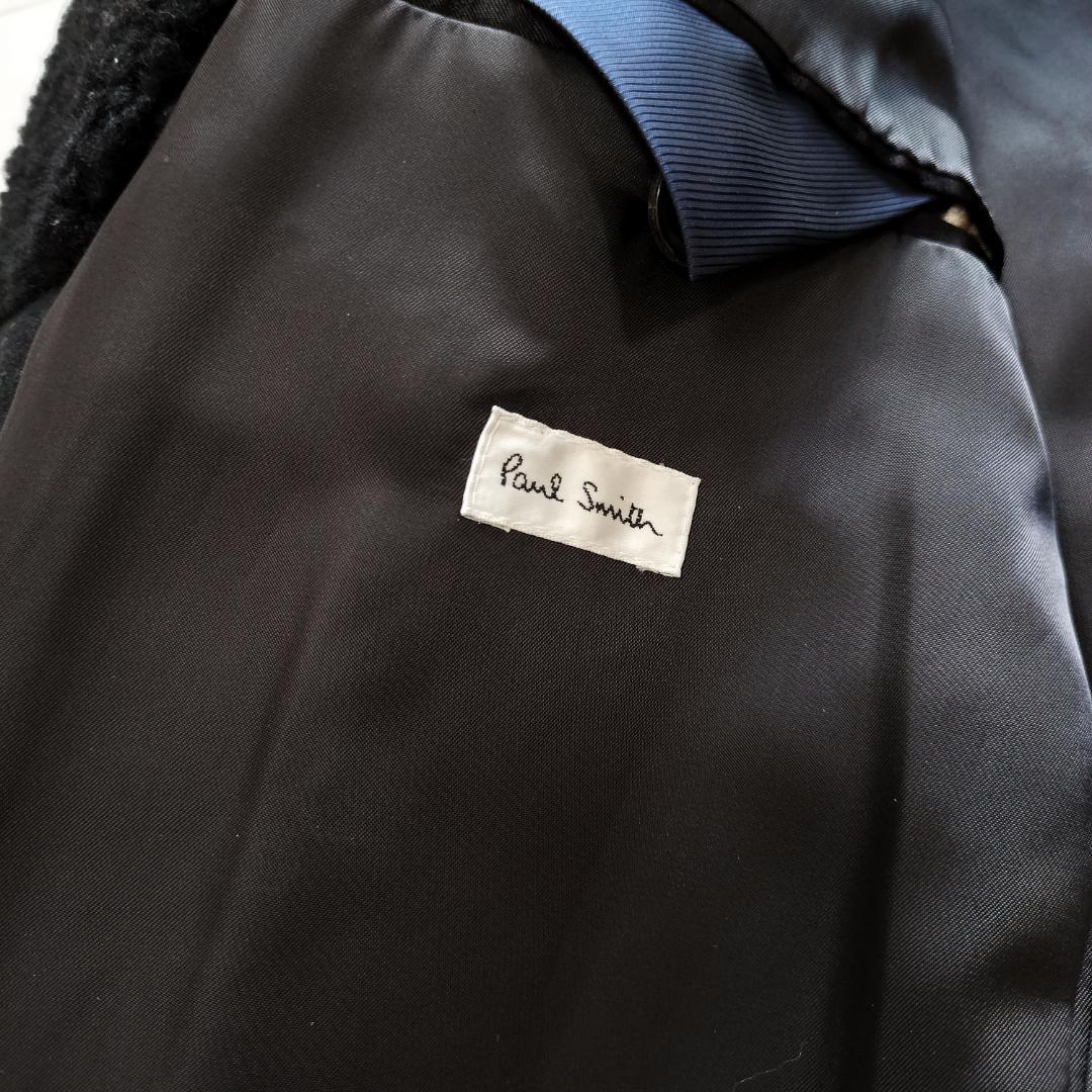 ポールスミス 12AW 深海 ムートン切替ダブルブレストチェスターコート M