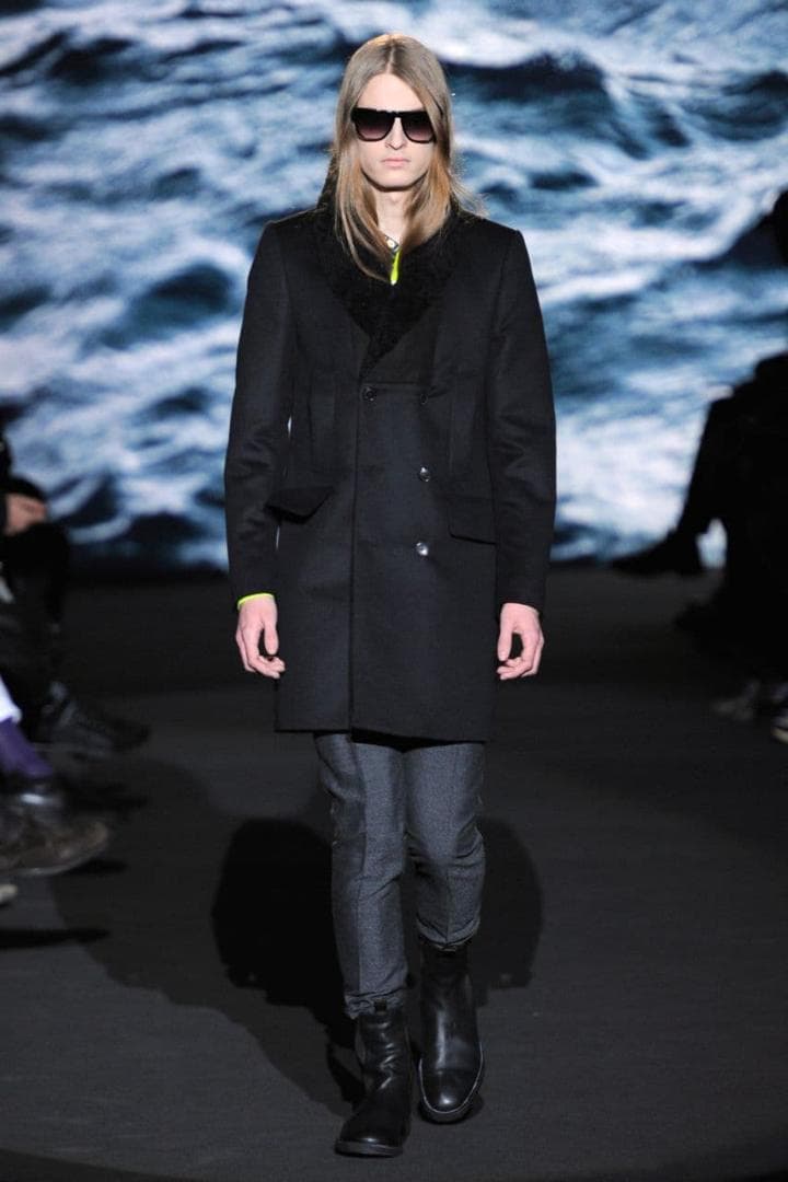 ポールスミス 12AW 深海 ムートン切替ダブルブレストチェスターコート M