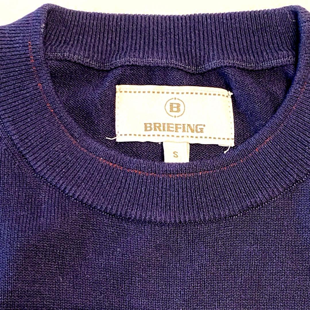 BRIEFING シルクカシミヤ・クルーネックニット　ネイビー