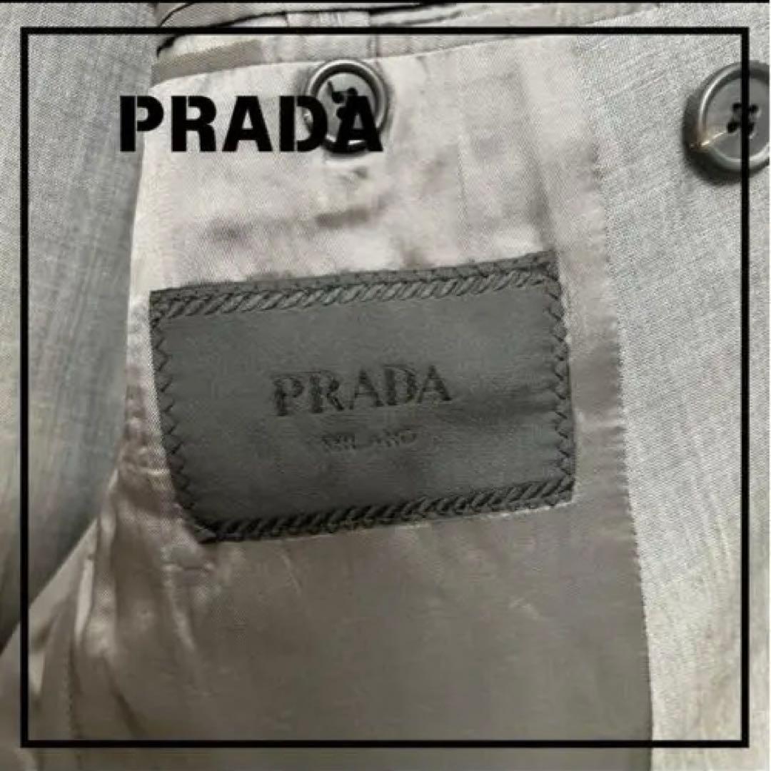 【良品】人気の商品！PRADA【スーツ セットアップ】ダブル 背抜き グレー