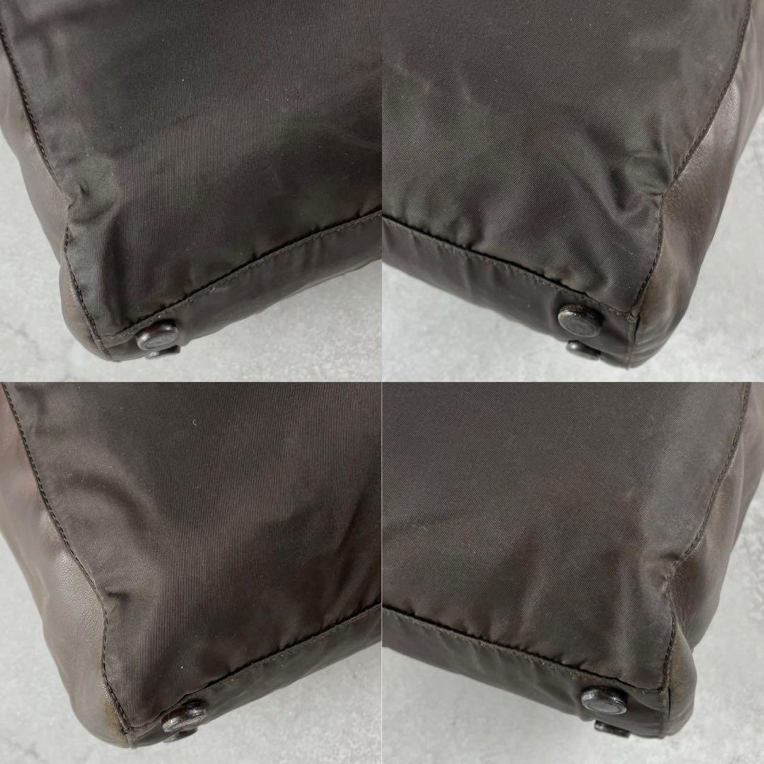 美品✨PRADA トートバッグ A4 ハンド ビジネス レザーナイロン ブラウン