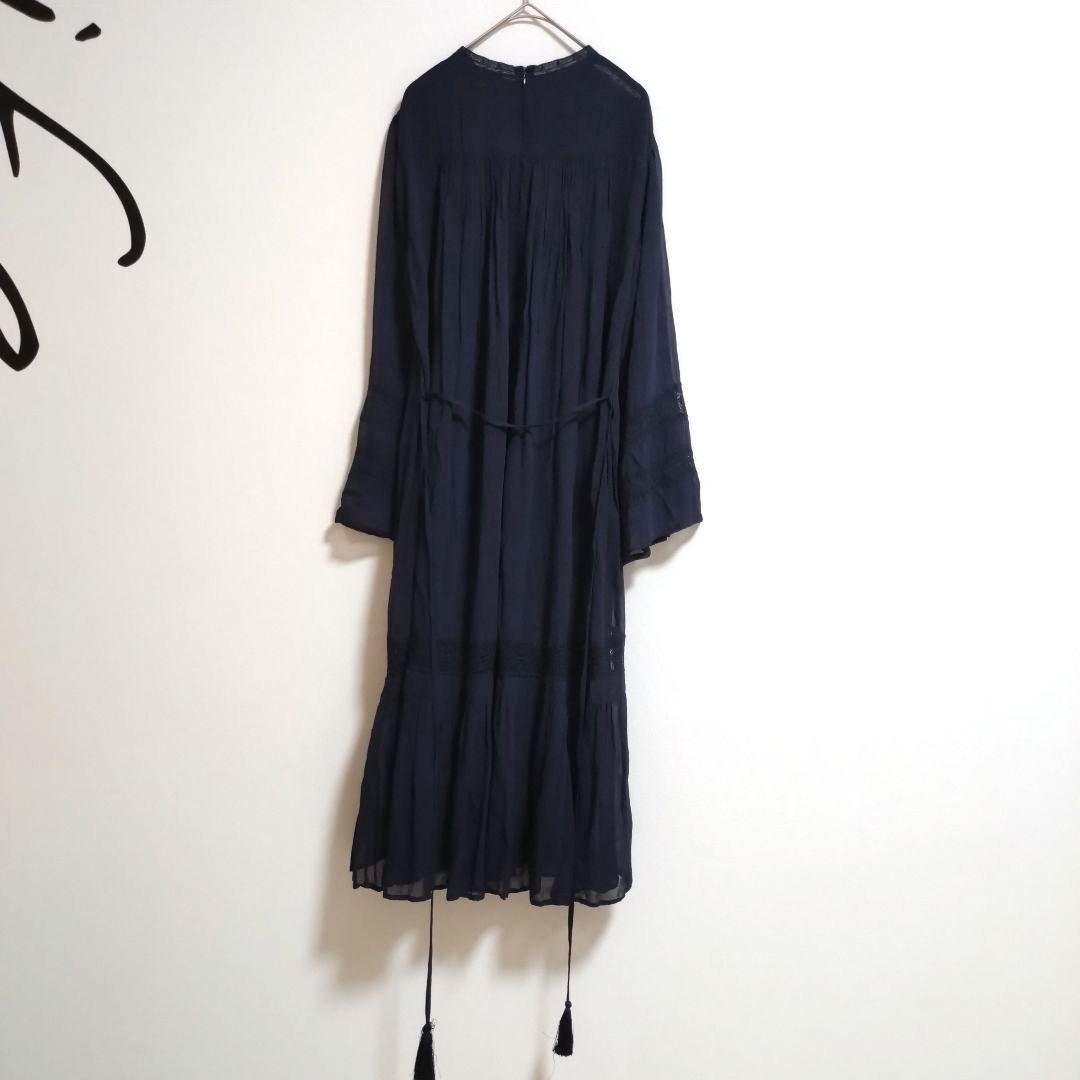 ヌキテパ 大人可愛い シアー レース ギャザー レーヨン ワンピース