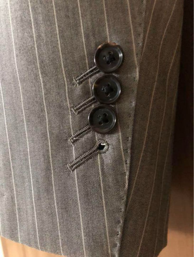 グレー ストライプ ダブルブレストスーツ