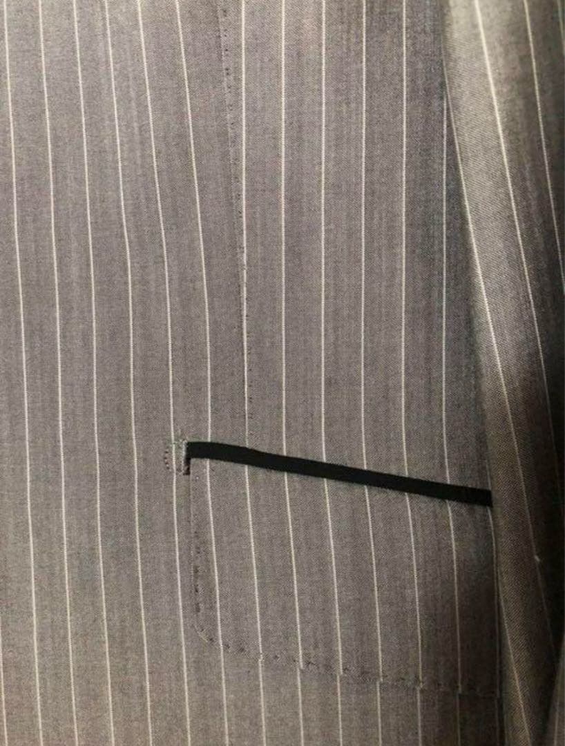 グレー ストライプ ダブルブレストスーツ